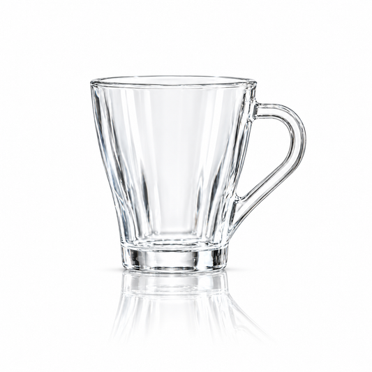 Clear glass coffee mug