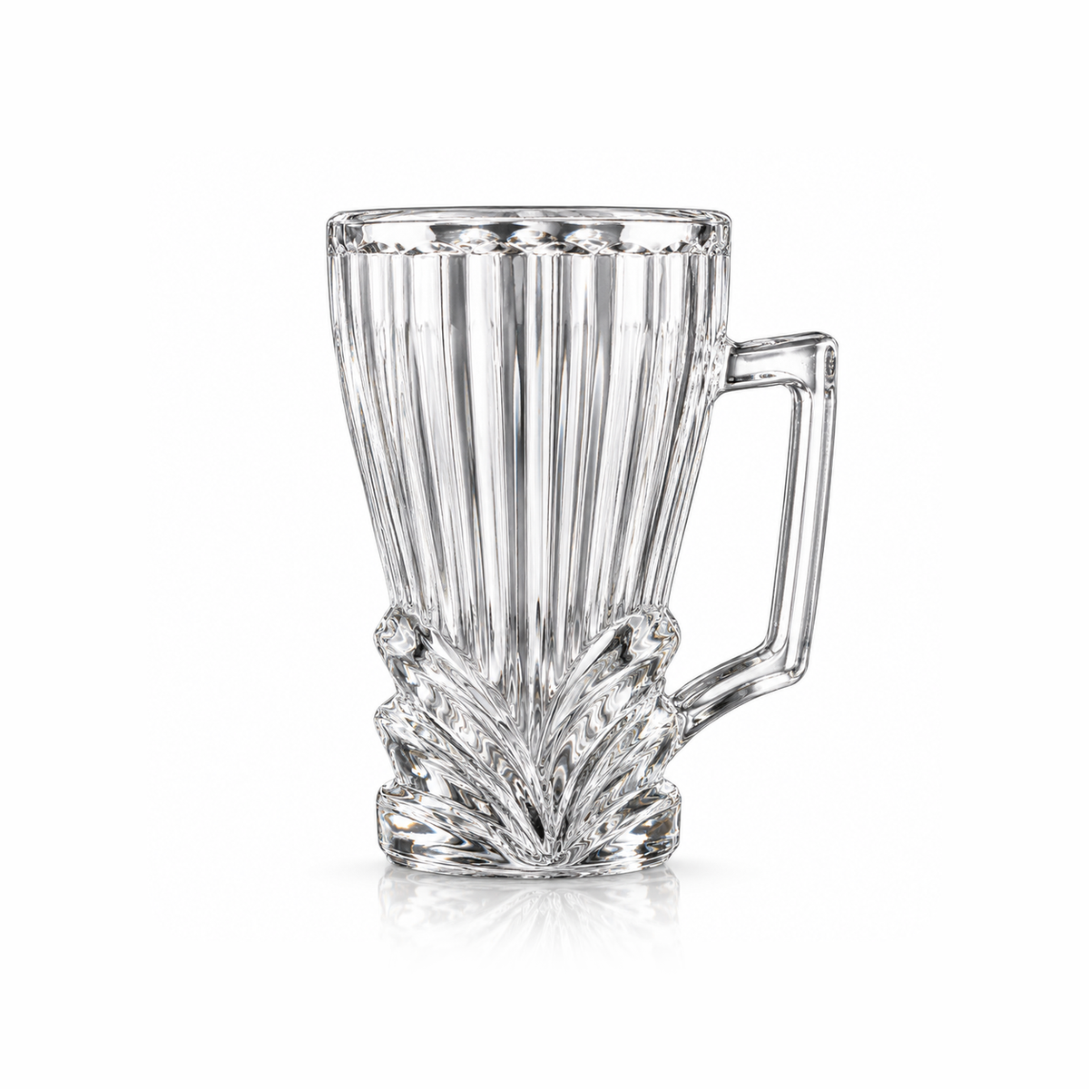 Leaf cut glass tea mug 270 ml on white
