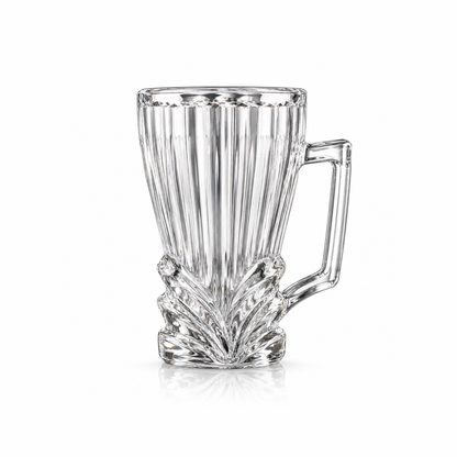 Leaf cut glass tea mug 270 ml on white