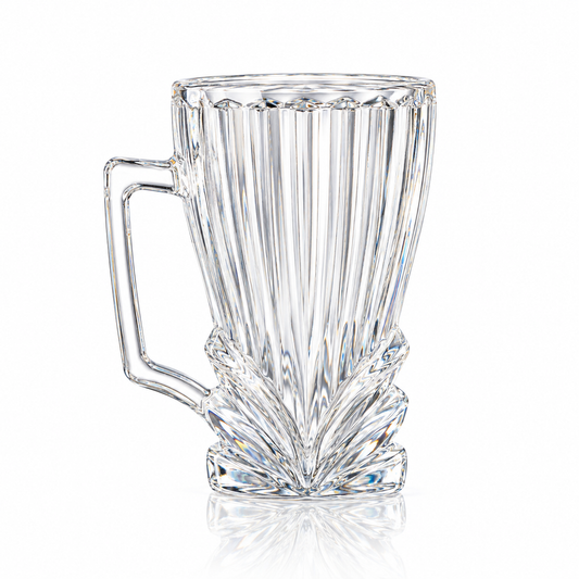 Leaf cut glass tea mug 270 ml on white