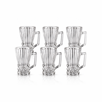 Set of 6 leaf cut glass tea mugs