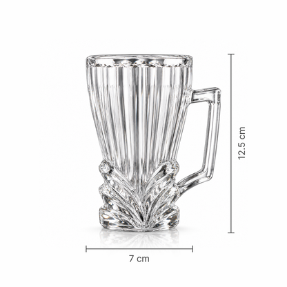 Leaf cut glass tea mug dimensions 7 x 12.5 cm