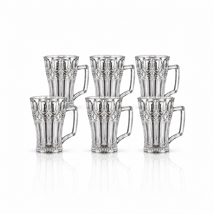 Set of 6 arch cut glass tea mugs