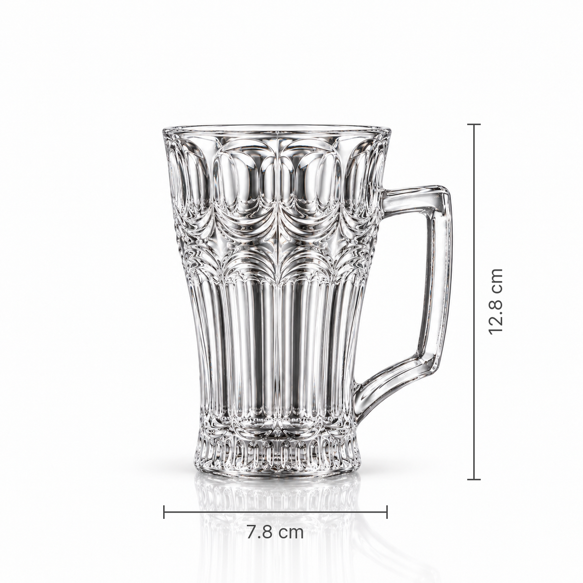 Arch cut glass tea mug dimensions 7.8 x 12.8 cm