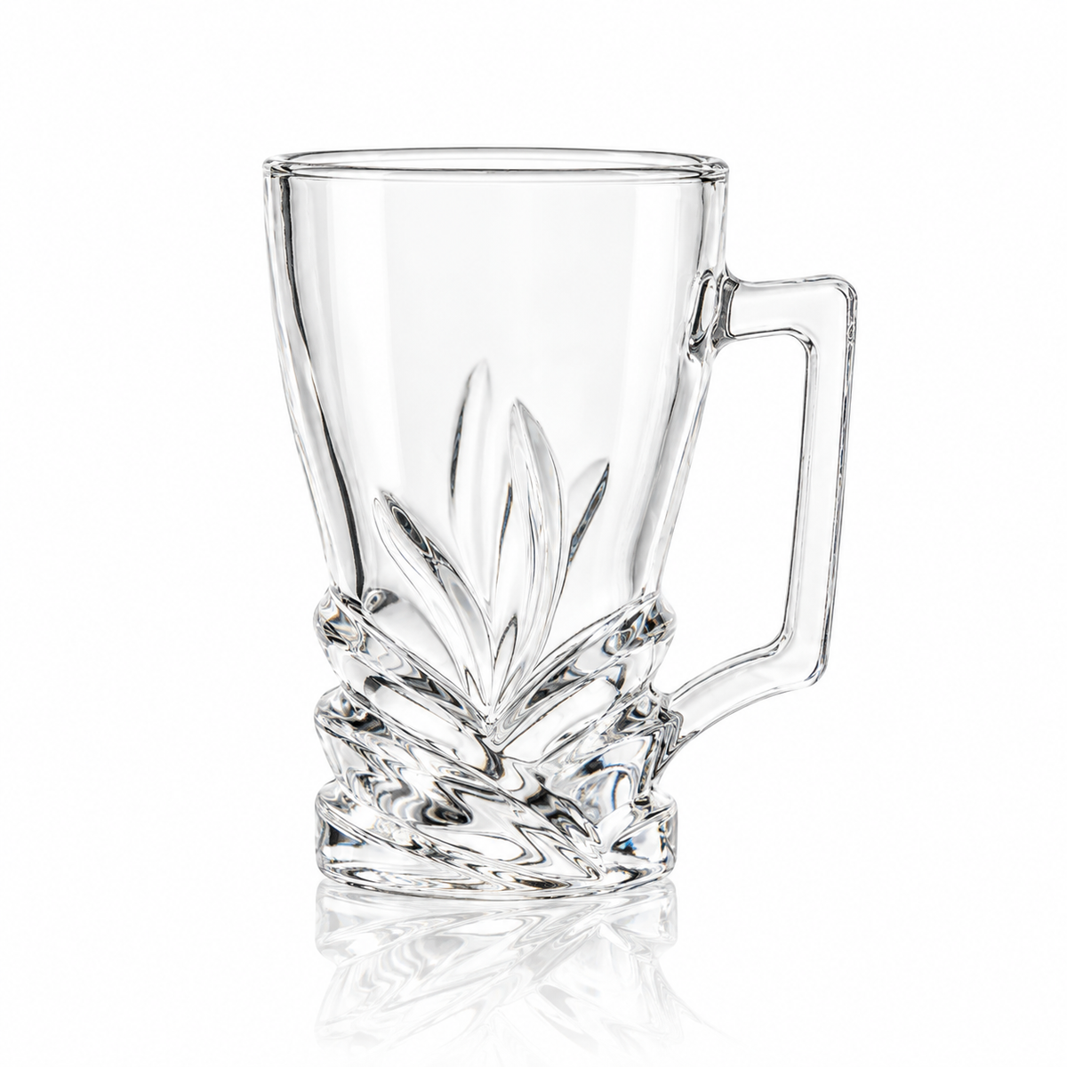 Leaf cut glass tea mug 190 ml on white