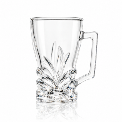 Leaf cut glass tea mug 190 ml on white