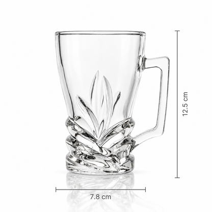 Leaf cut glass tea mug dimensions 7.8 x 12.5 cm
