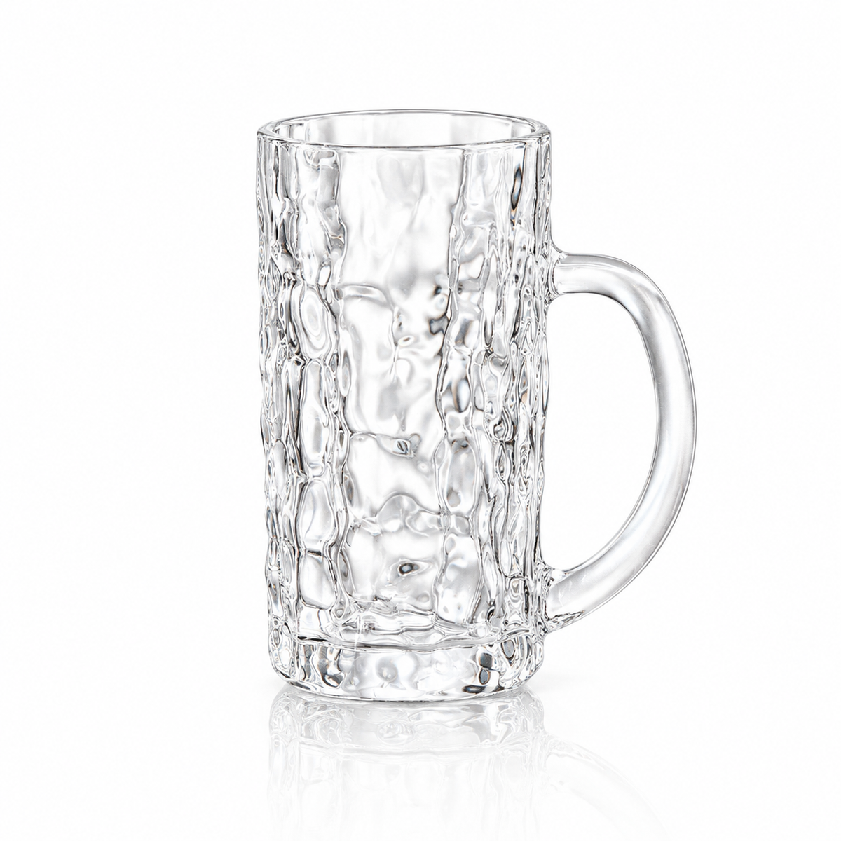 Hammered glass mug 360 ml on white