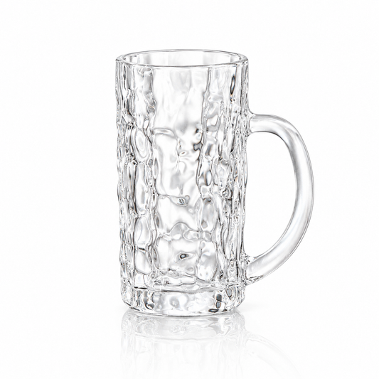 Hammered glass mug 360 ml on white