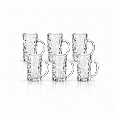 Set of 6 hammered glass mugs