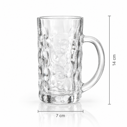 Hammered glass mug dimensions 7 x 14 cm