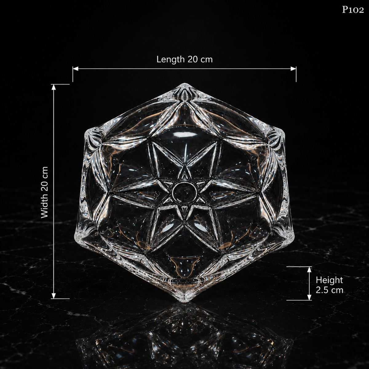 P102 crystal serving fruit plate dimensions