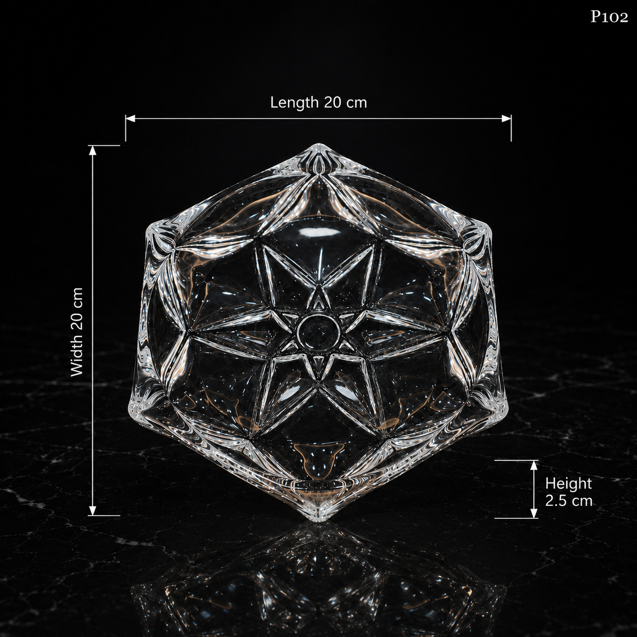 P102 crystal serving fruit plate dimensions