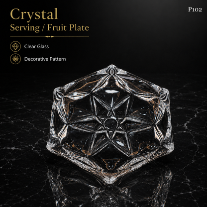 P102 crystal serving fruit plate features