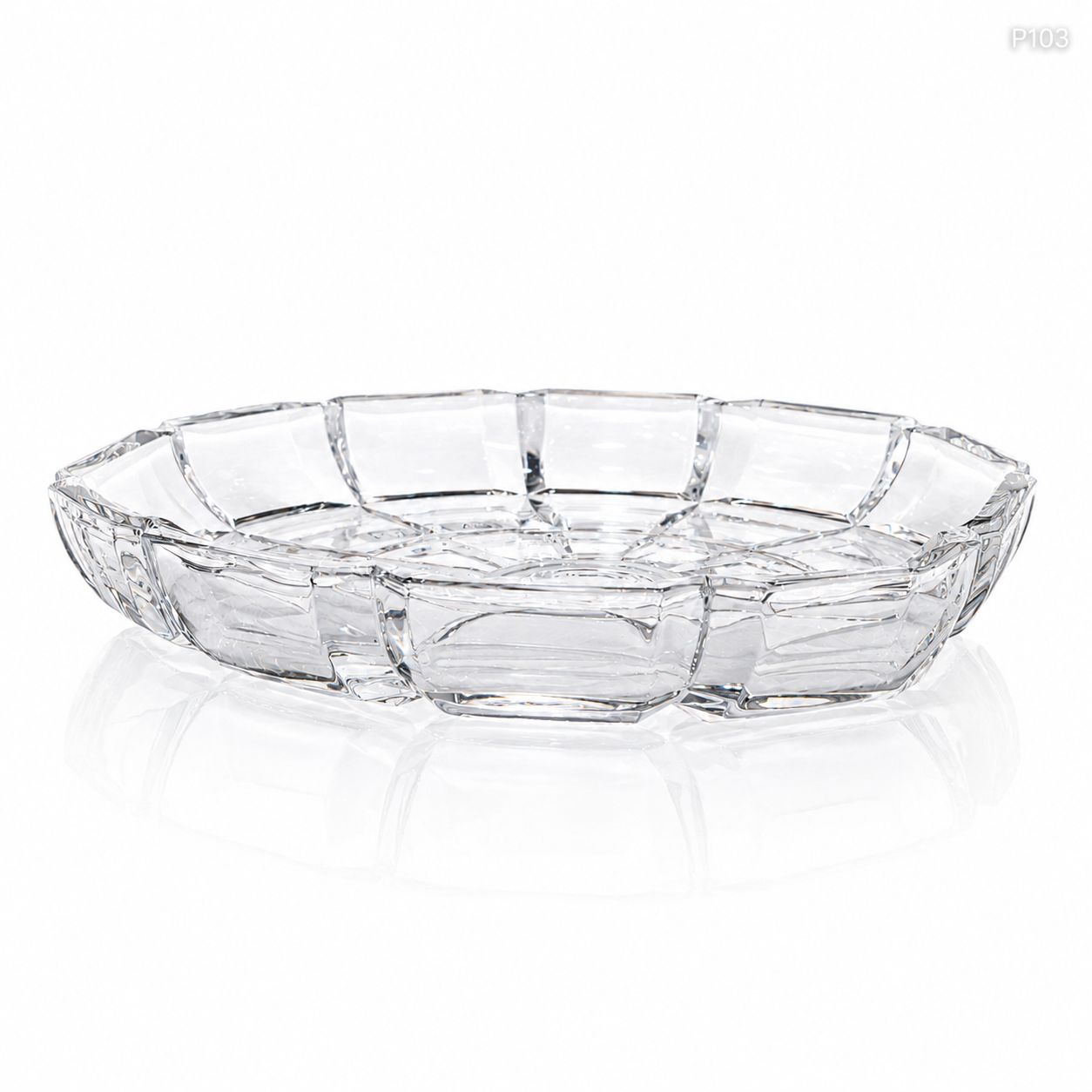 P103 crystal serving fruit plate white background