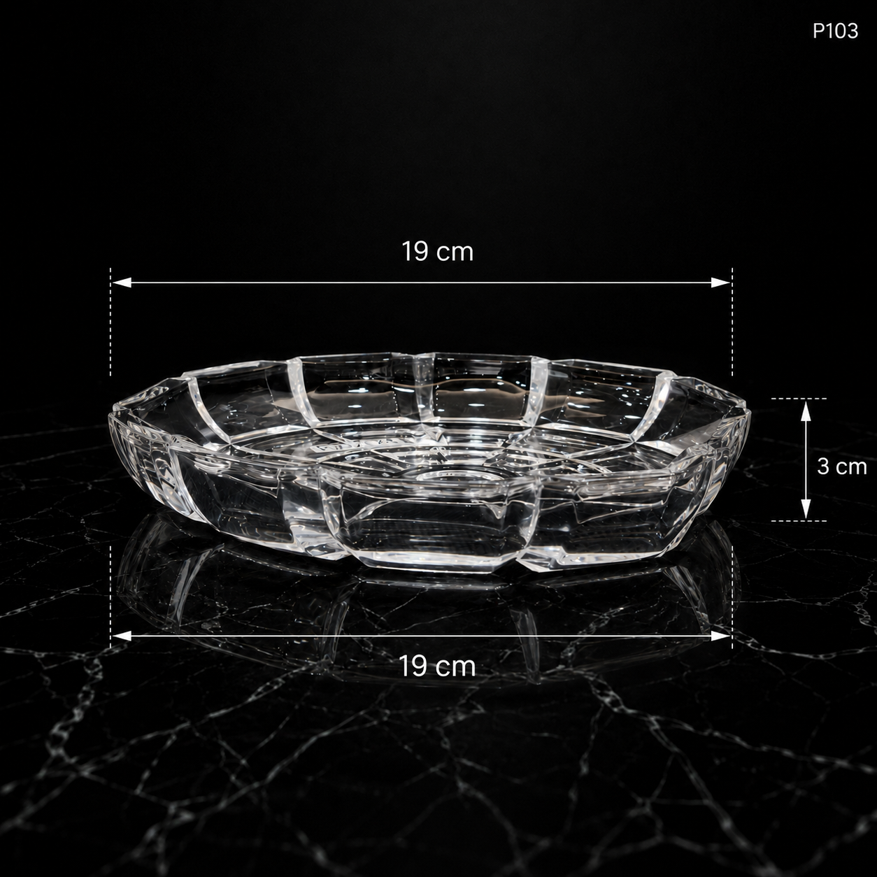 P103 crystal serving fruit plate dimensions