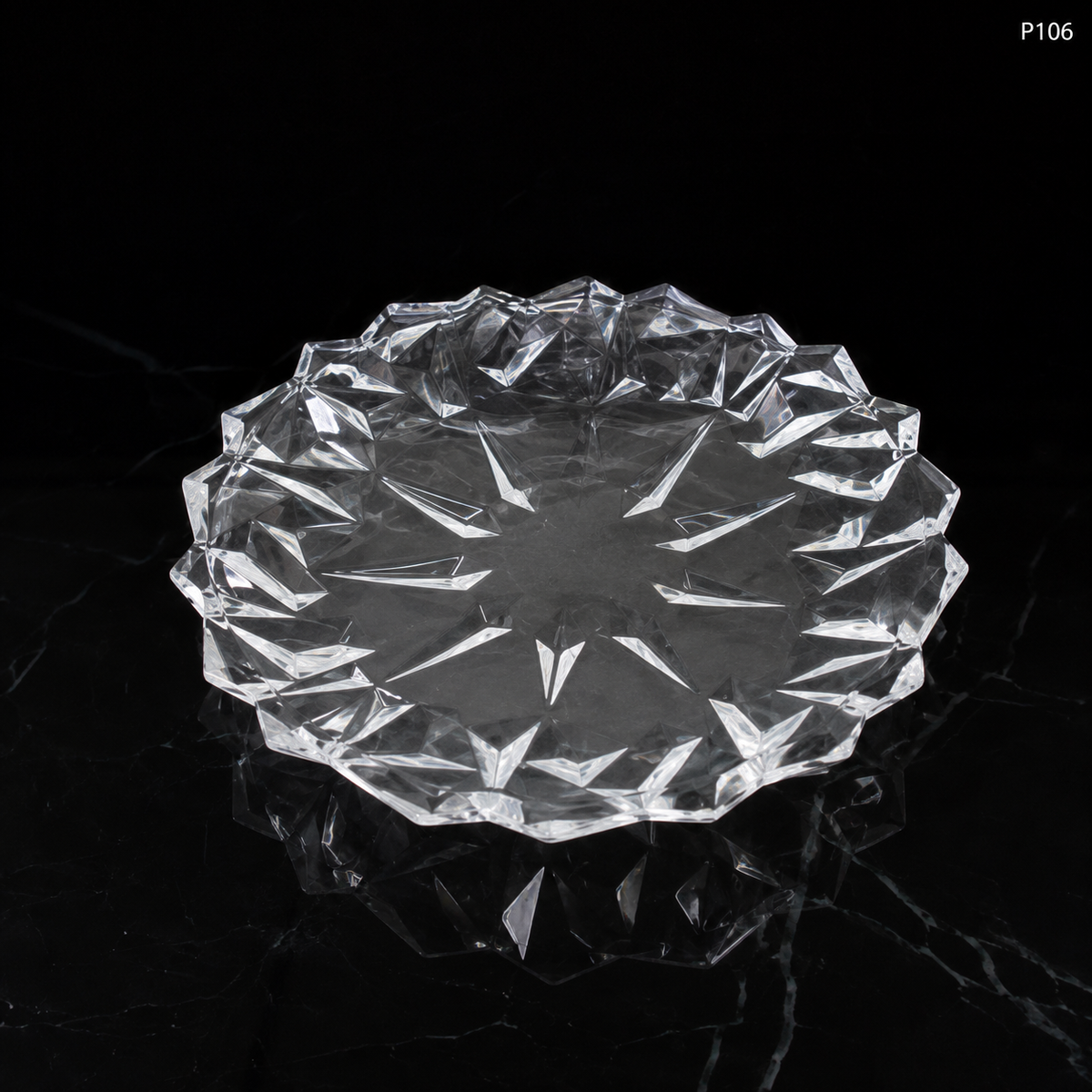 P106 crystal serving fruit plate dark luxury hero