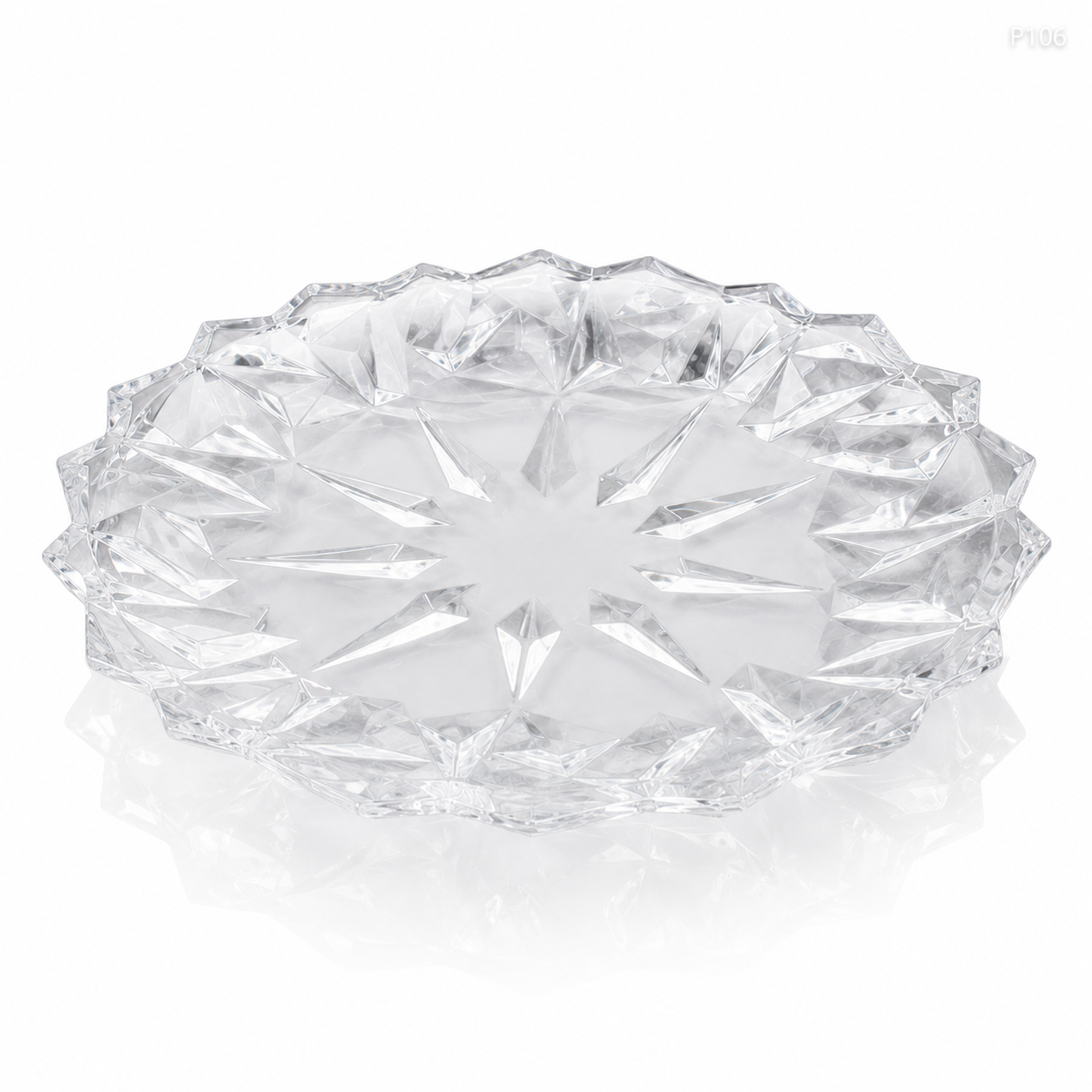 P106 crystal serving fruit plate white background
