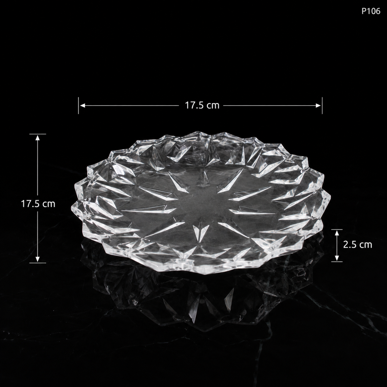 P106 crystal serving fruit plate dimensions