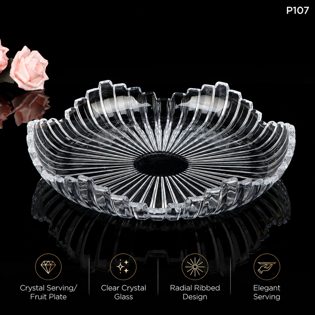 P107 crystal serving fruit plate dimensions