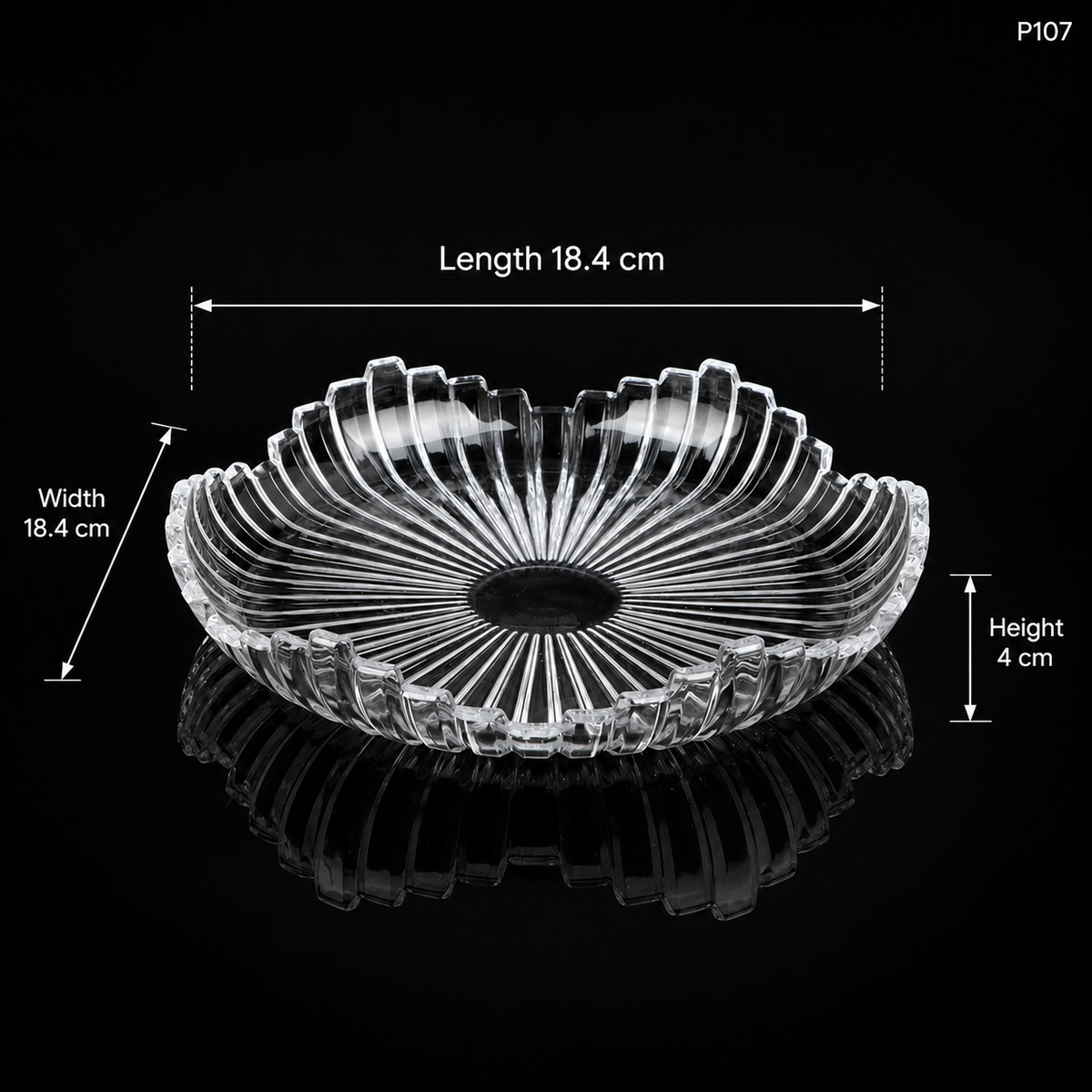 P107 crystal serving fruit plate close-up