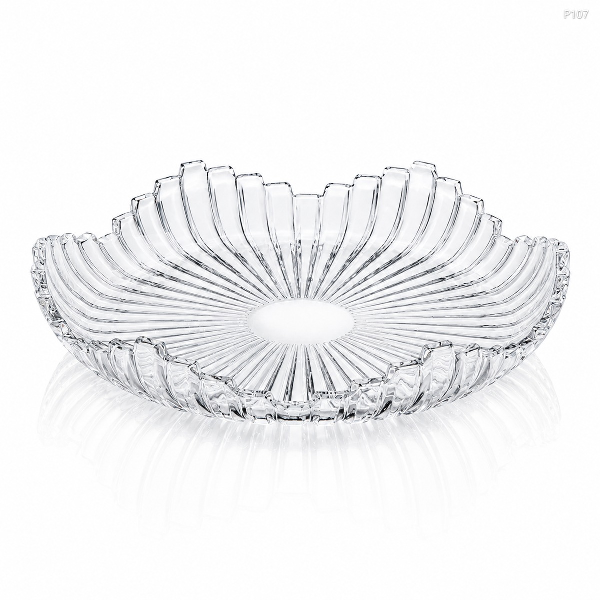 P107 crystal serving fruit plate white background