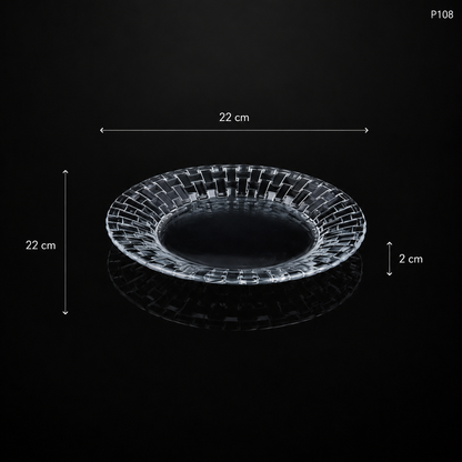 P108 crystal serving fruit plate dimension view