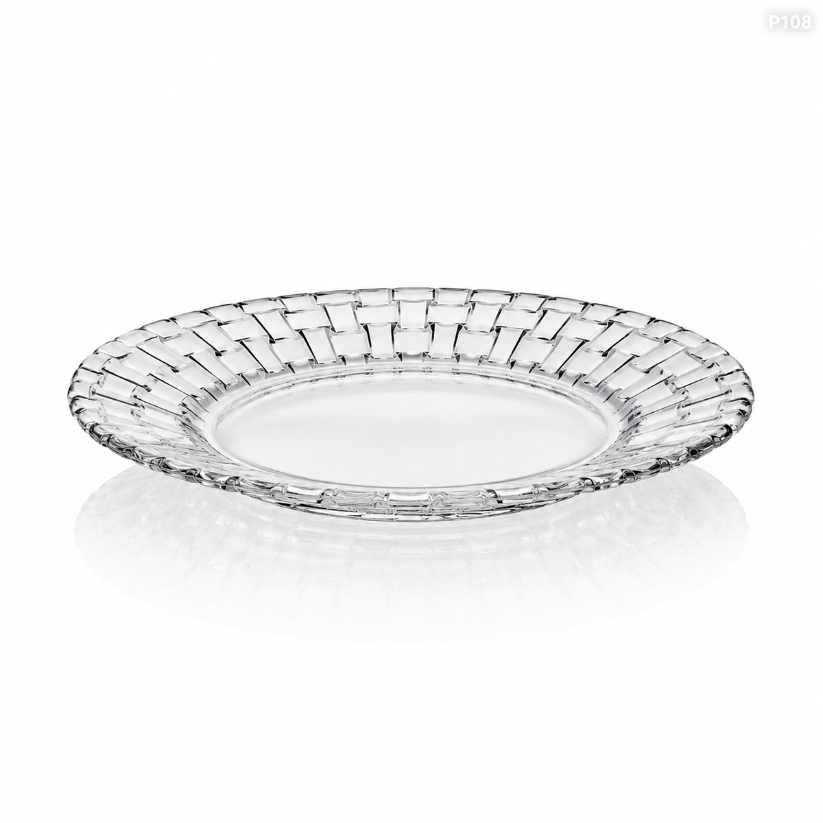 P108 crystal serving fruit plate white background