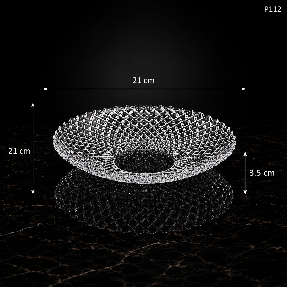P112 dimensions 21 x 21 x 3.5 cm