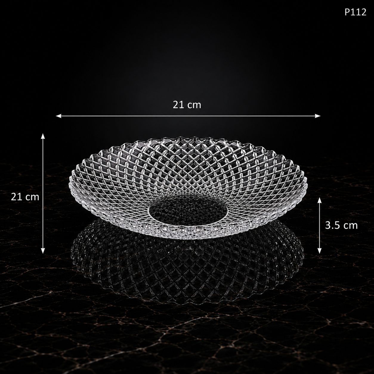 P112 dimensions 21 x 21 x 3.5 cm
