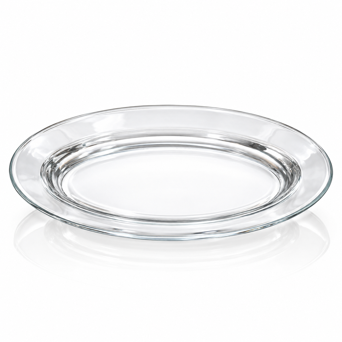 P-117 clear glass oval serving platter on white