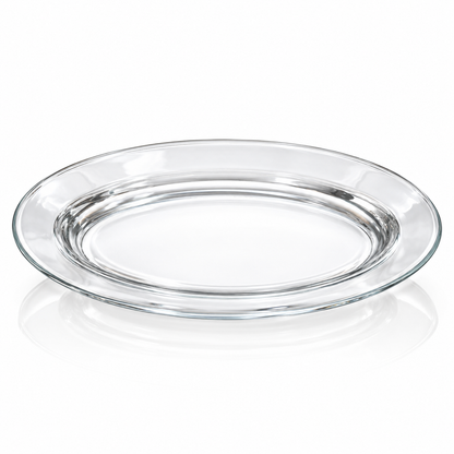 P-117 clear glass oval serving platter on white
