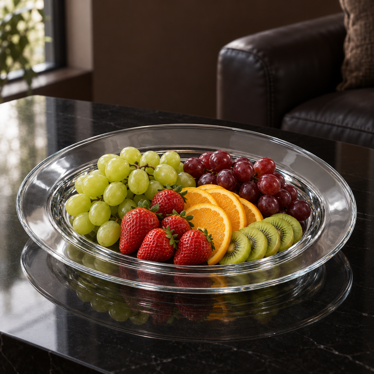 P-117 oval platter with fresh fruit in a living room
