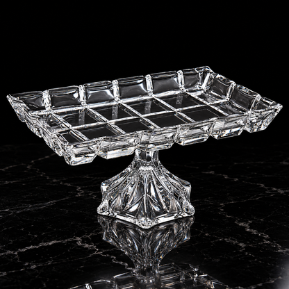 Crystal Footed Serving Tray on black marble