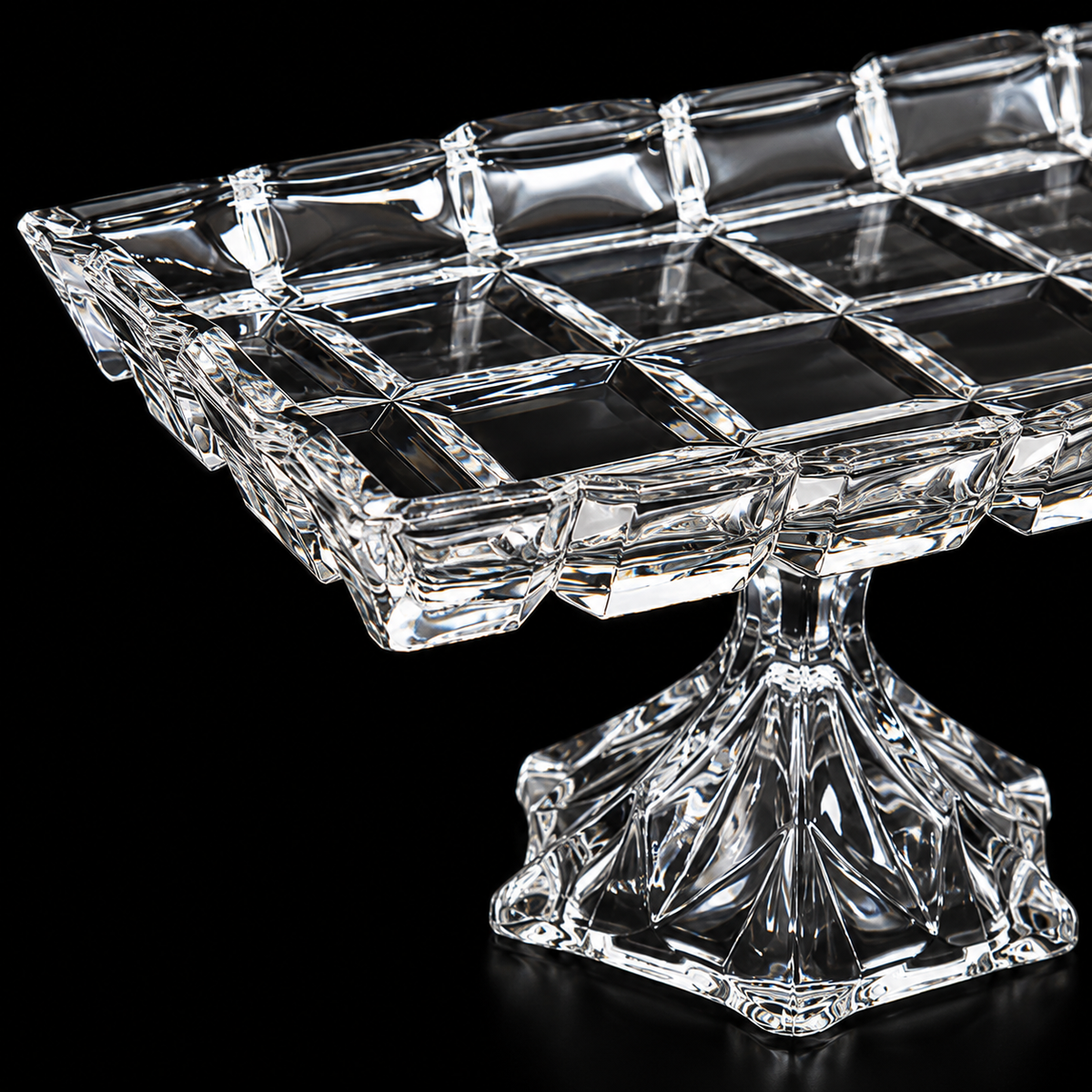 Crystal Footed Serving Tray detail