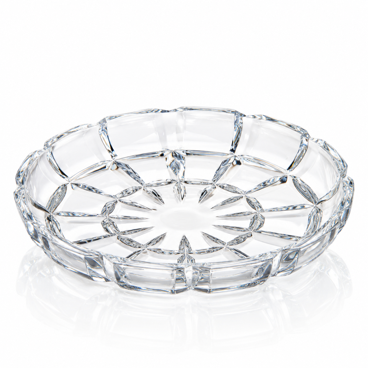 P-202 round crystal serving tray on white
