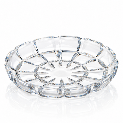 P-202 round crystal serving tray on white