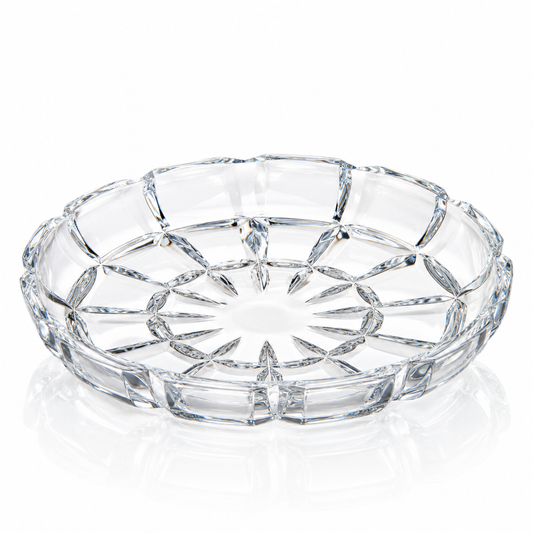P-202 round crystal serving tray on white