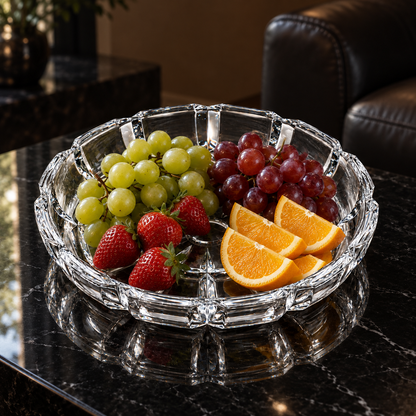 P-202 crystal tray with fresh fruit in a living room