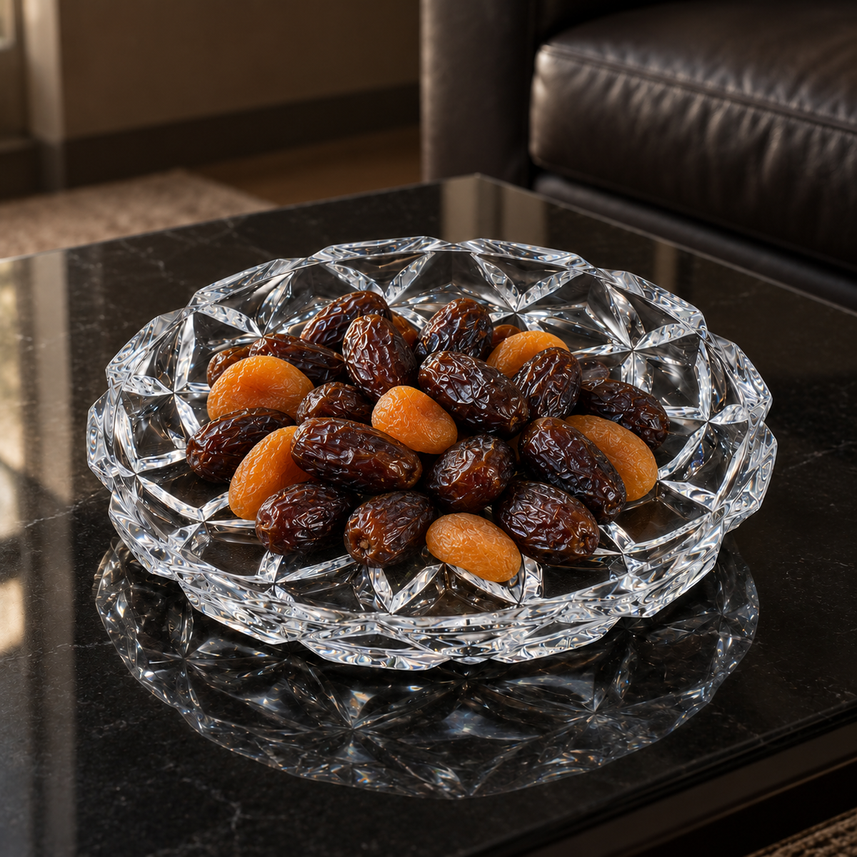 P-203 crystal plate with dates in a living room setting