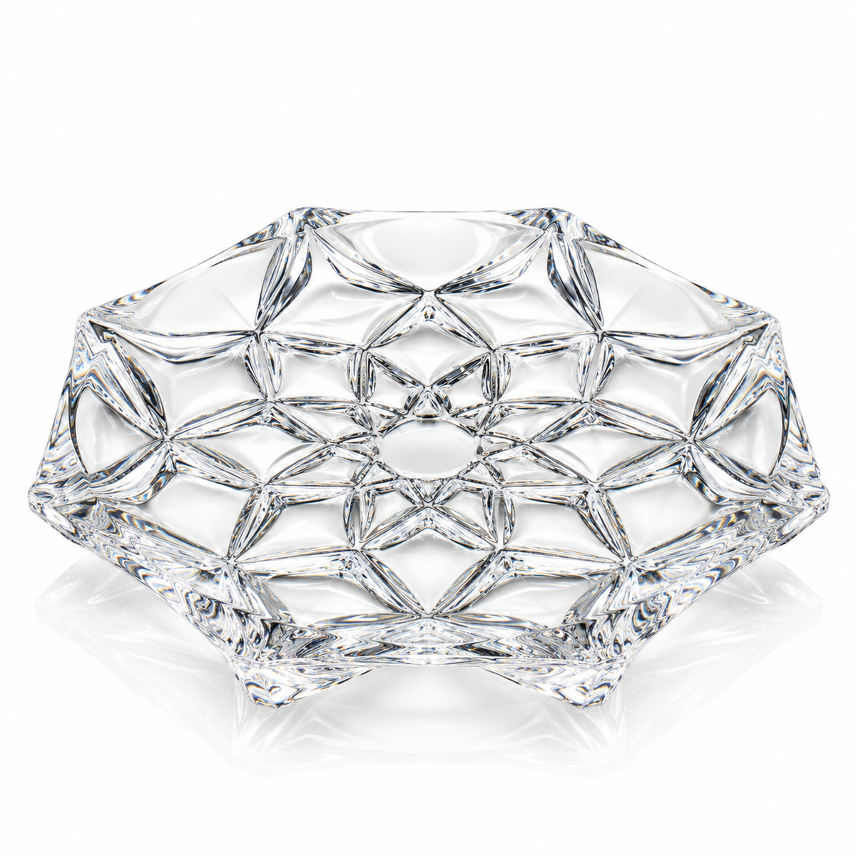 P-206 octagonal star-cut crystal serving plate on white