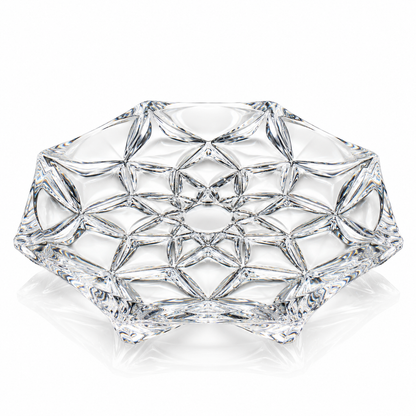 P-206 octagonal star-cut crystal serving plate on white