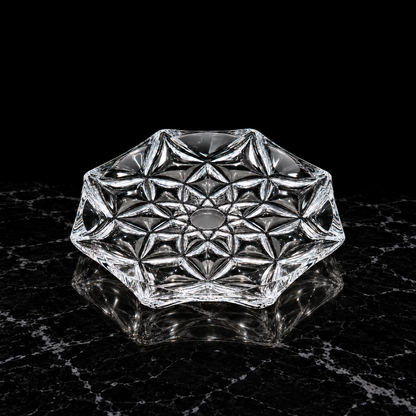P-206 crystal serving plate on black marble