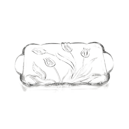 P-214 tulip glass serving tray on white