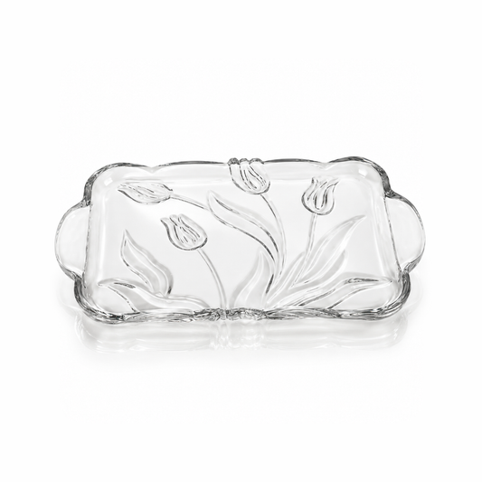 P-214 tulip glass serving tray on white