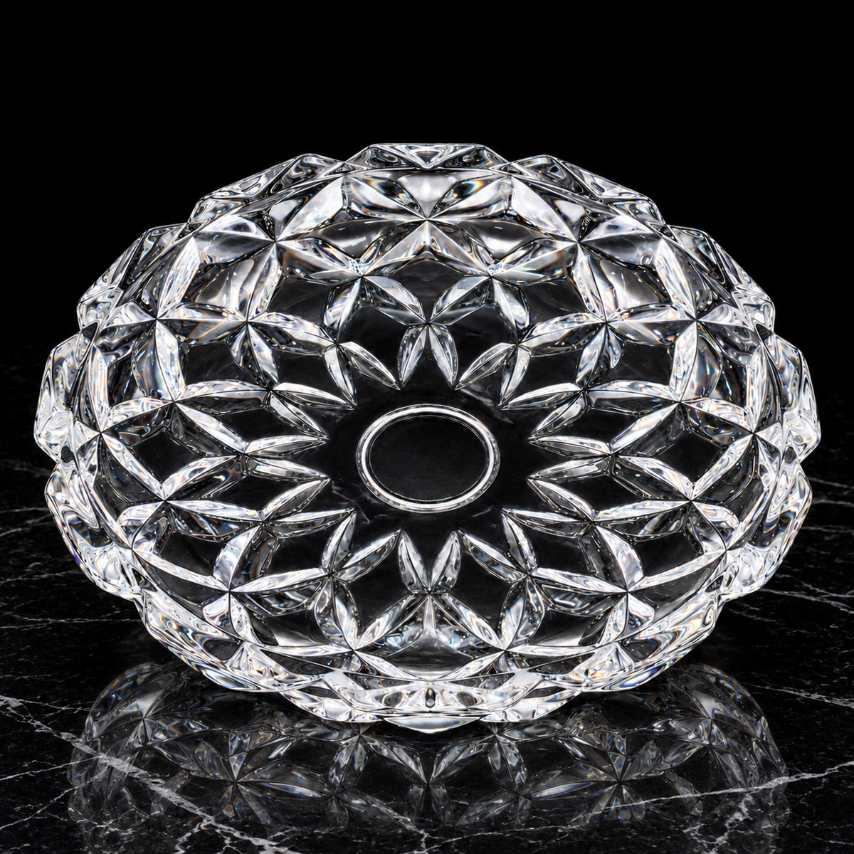 Crystal Serving Plate on black marble