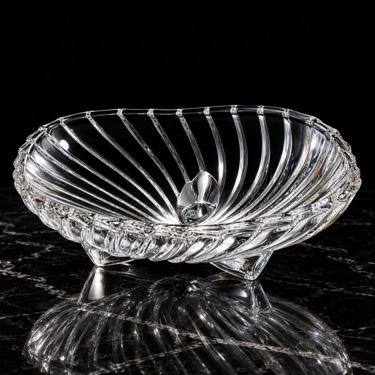 Crystal Serving Plate on black marble
