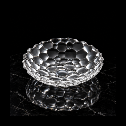 Crystal honeycomb plate on black marble