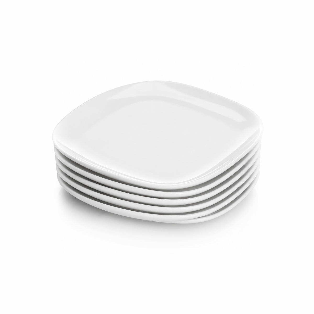 P-808 set of 6 white porcelain plates stacked