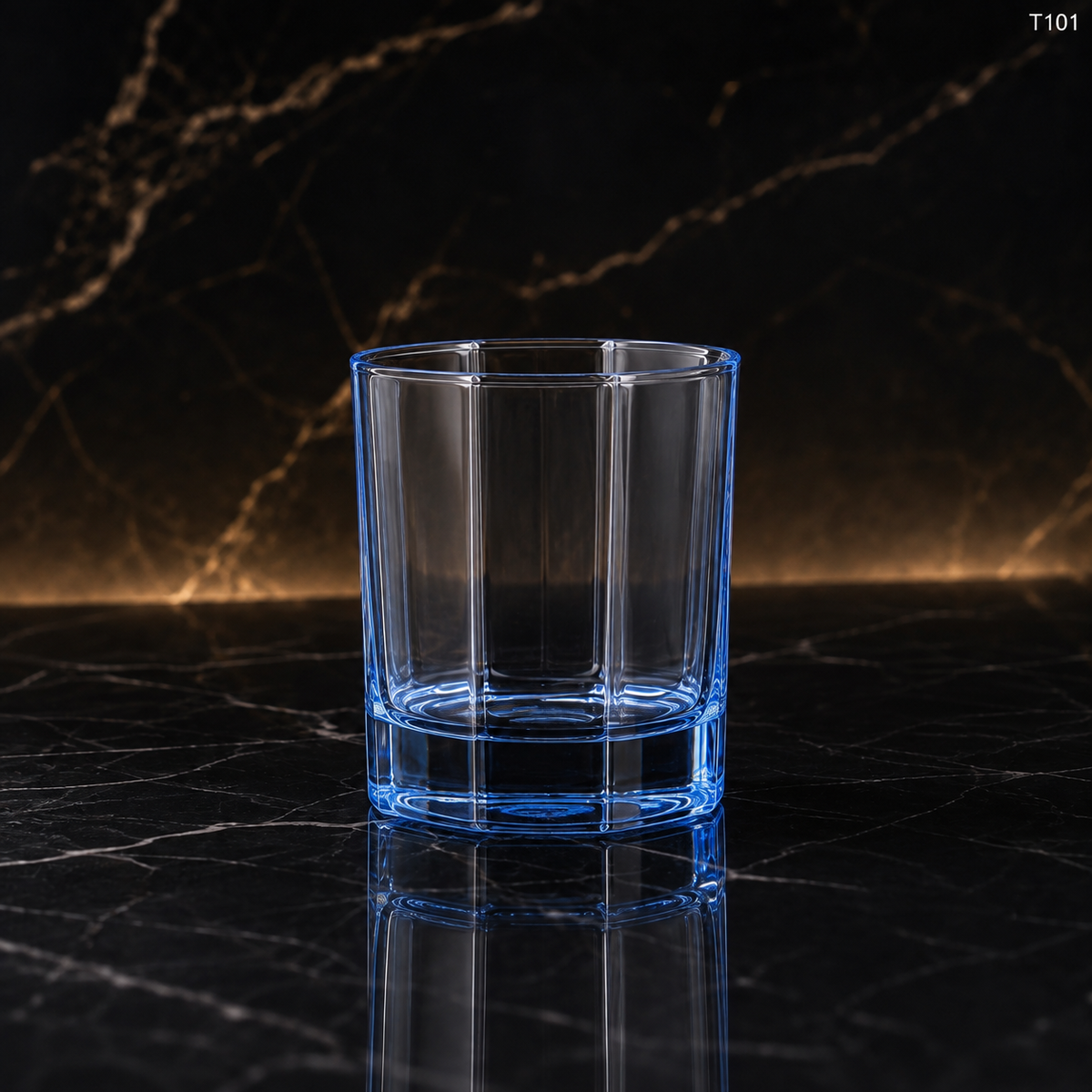 T101 old fashioned lowball glass dark view